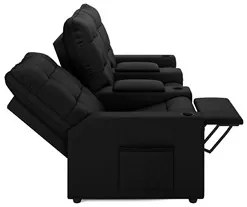 Poltrona de Cinema Reclinável 3 Lugares Baú USB Mallie FH9 Veludo Pret