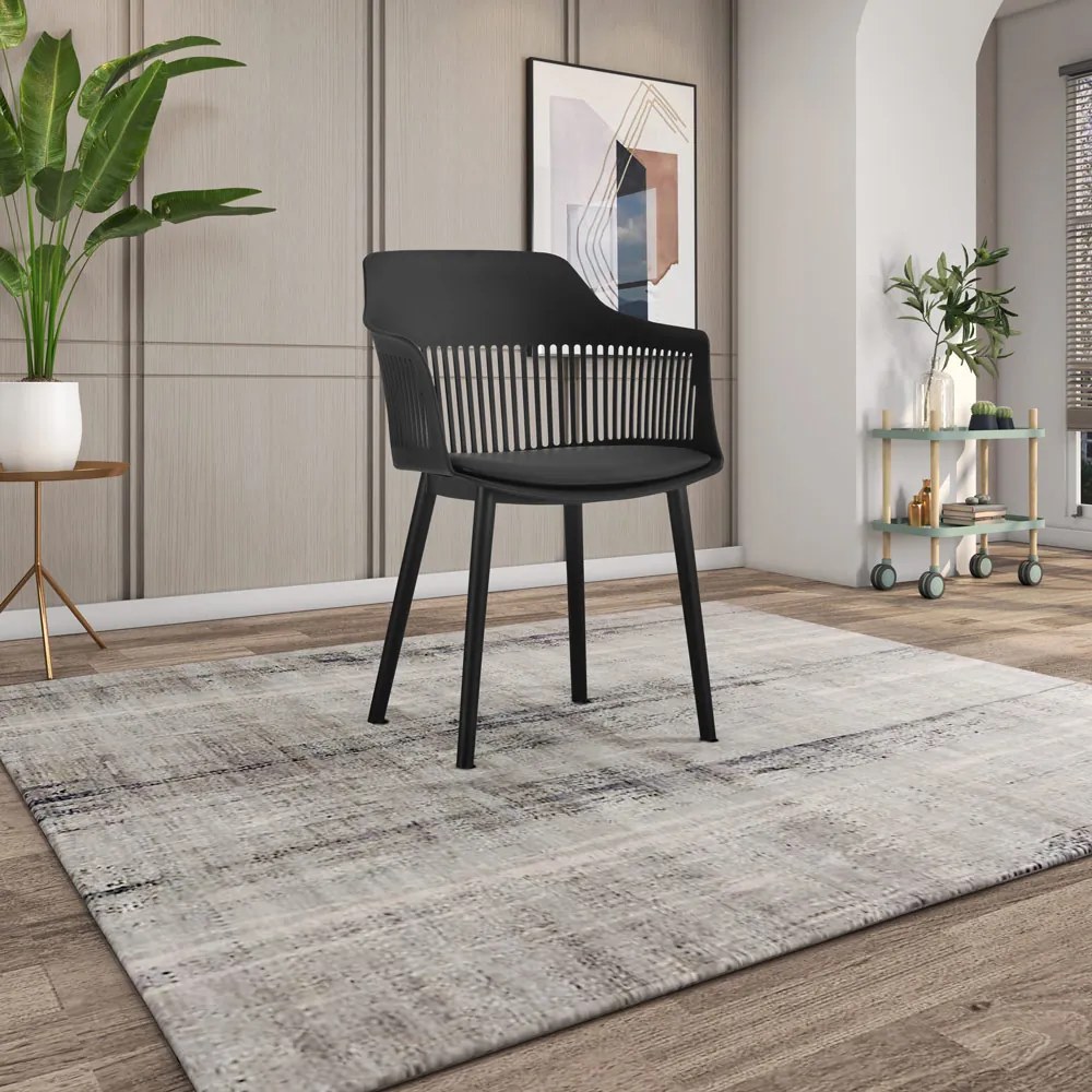 Cadeira Decorativa Para Sala de Estar Sócrates Preto G56 - Gran Belo