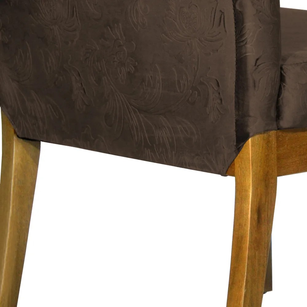 Cadeira Para Sala de jantar Eloisa Suede Floral Tabaco