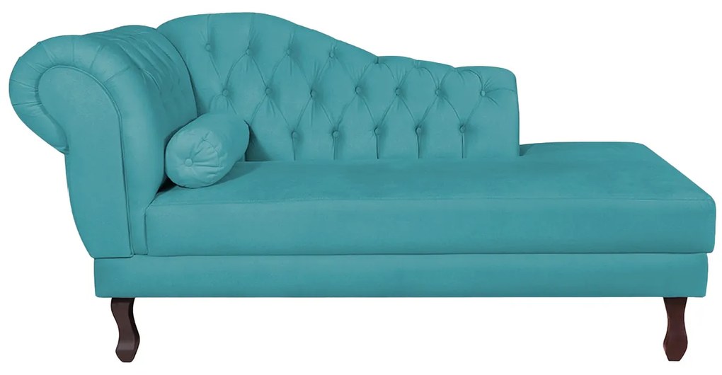 Recamier Diana 140cm Lado Direito Suede Azul Turquesa - ADJ Decor