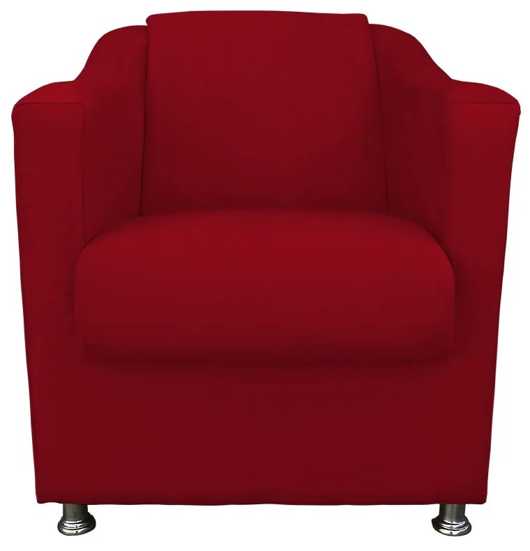 Poltrona Puff Cecilia Suede Decorativa Sala Recepção Vermelho