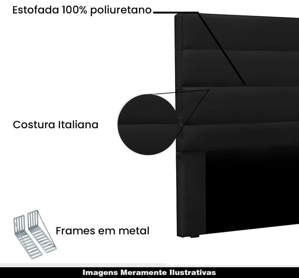 Cabeceira Decorativa 1,40M Guess PU Preto G63 - Gran Belo