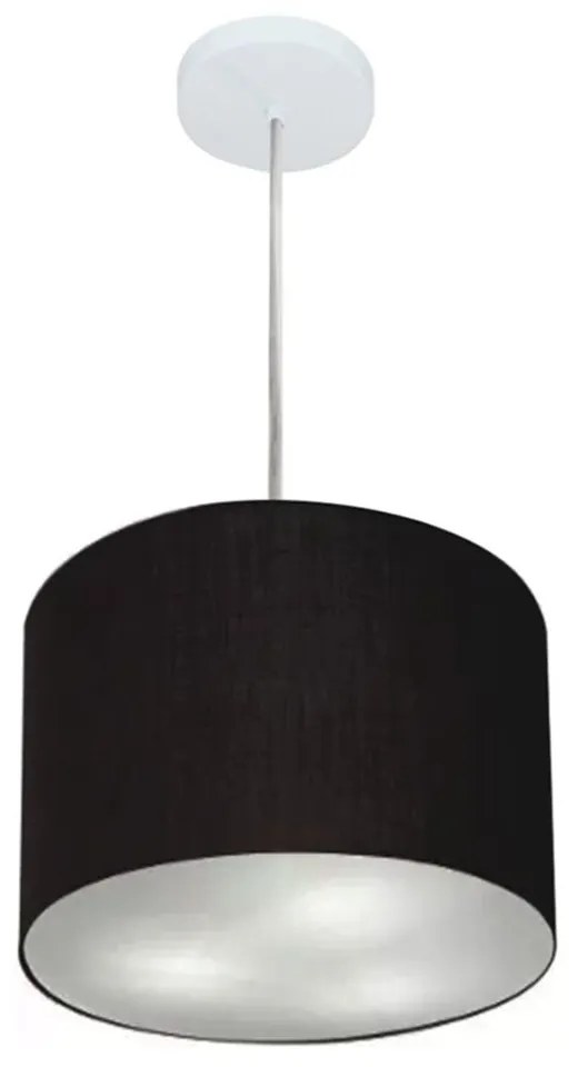 Lustre Pendente Cilíndrico Md-4210 Cúpula em Tecido 30x25cm Preto - Bivolt