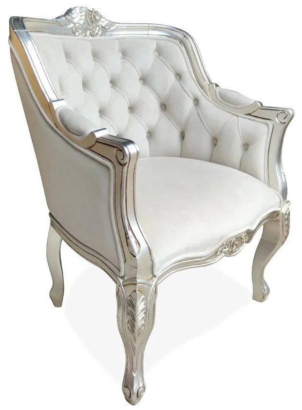 Poltrona Provençal Capitonê Madeira Maciça Entalhada Design de Luxo Peça Artesanal