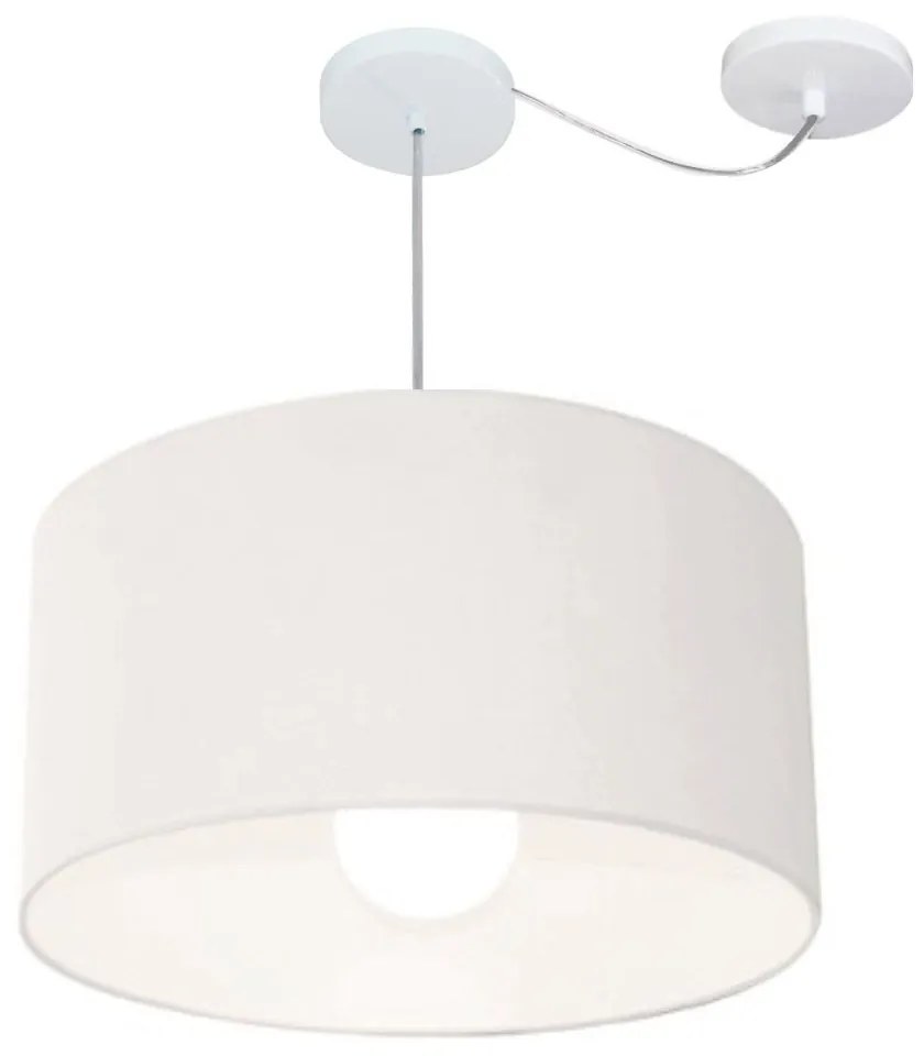 Lustre Pendente Cilíndrico Com Desvio Branco MJ-4234 Para Mesa de Jantar e Estar