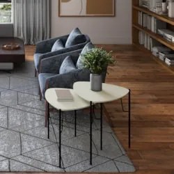 Mesa Lateral Para Sala Pés Metálicos Kit 2 Blen Luna/Preto I06 - Mpoze