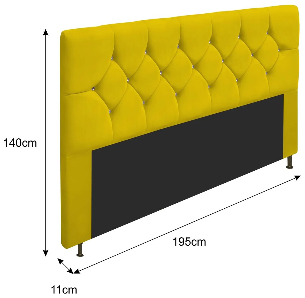 Cabeceira King França A05 c/ Strass 195 cm para Cama Box Suede - ADJ Decor