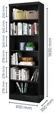 Estante Livreiro com Prateleiras Linus Preto - Qmovi