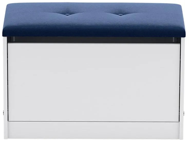 Sapateira Puff Bau Cama Versatile Premium Luxo Até 12 Pares Branco Estofado Azul