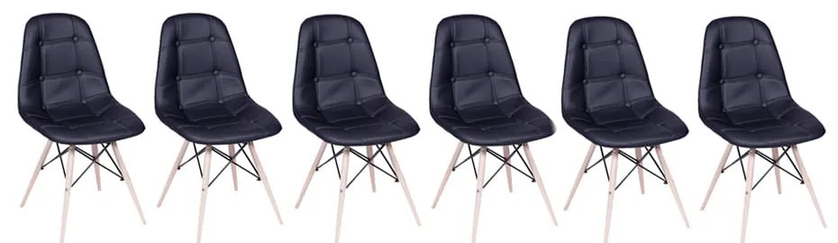 Conjunto 6 Cadeiras Eames Eiffel Botonê Preto - Conjunto 6 Cadeiras Eames Eiffel Botonê - Preto