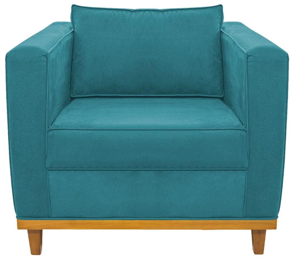 Poltrona Decorativa Europa Suede Azul Turquesa ADJ Decor