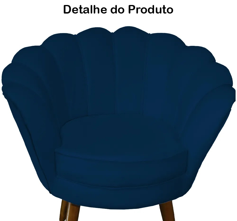 Poltrona Decorativa Pétala Pés Palito Suede Azul Marinho - Sheep Estofados