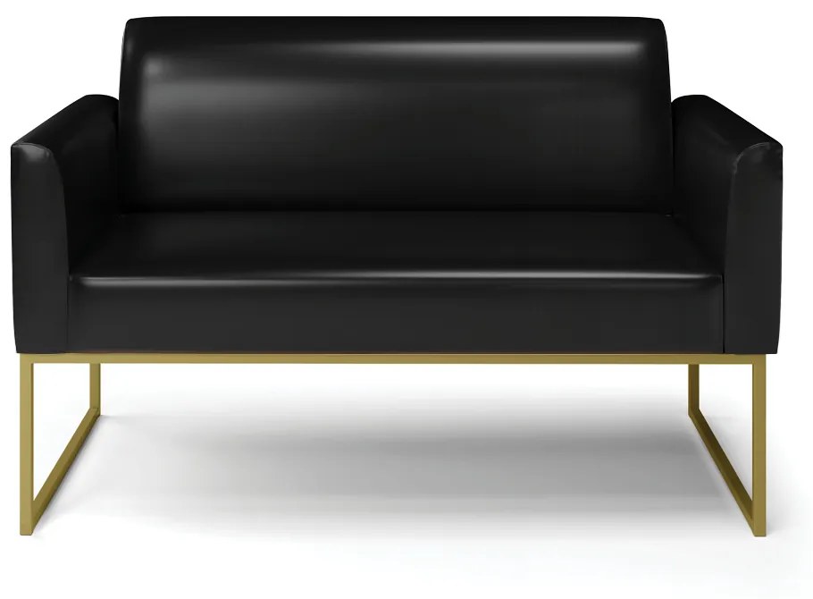 Sofá Namoradeira Base Industrial Dourado Marisa Corano D03 - D'Rossi - Preto