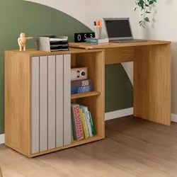 Mesa para Escritório Home Office 1 Porta Ripada Tech Mel/Cacao - Caemm