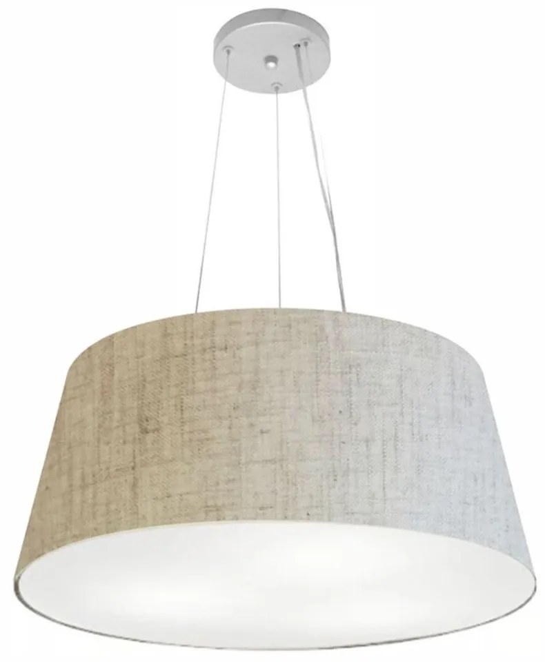 Lustre Pendente Cone Md-4062 Cúpula em Tecido 25/60x50cm Rustico Bege - Bivolt