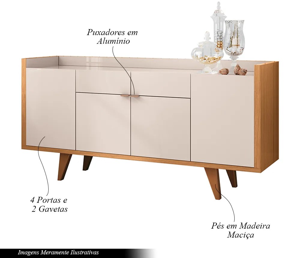 Buffet Balcão Decorativo Albani Sala de Jantar Off White/Cinamomo G26 - Gran Belo