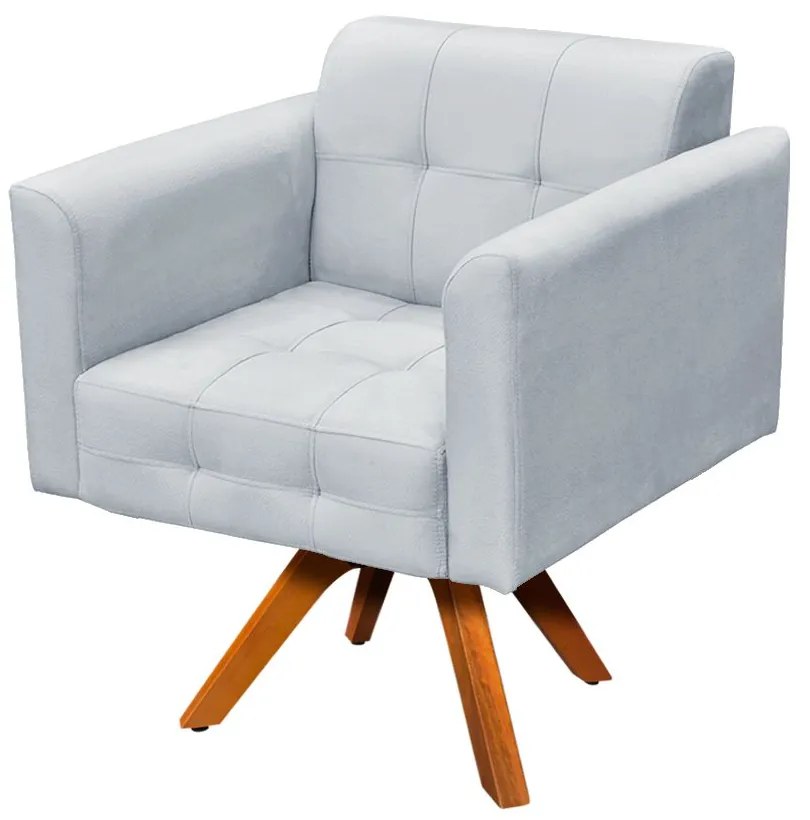 Poltrona Decorativa Giratória MM30 Elisa Suede Cinza D03 - D'Rossi