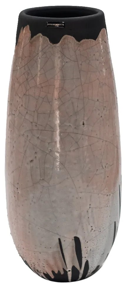 Vaso Aberto decorativo em Cerâmica Carolina Haveroth – Rakú Alto Brilho