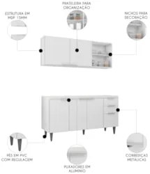 Armário de Cozinha CP01 Para Pia 150cm Pérola Z34 Branco    - Mpozenat