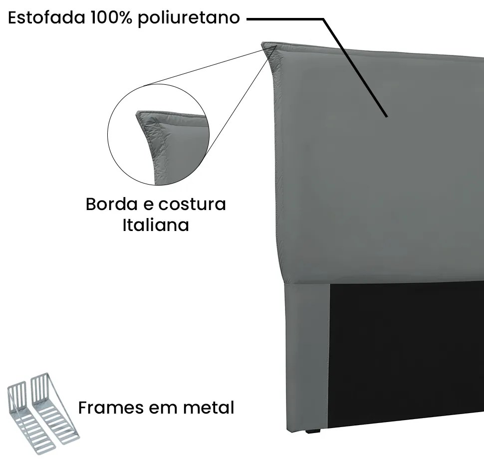 Cabeceira Cama Box King 195 cm Garden Veludo S04 - D'Rossi - Cinza