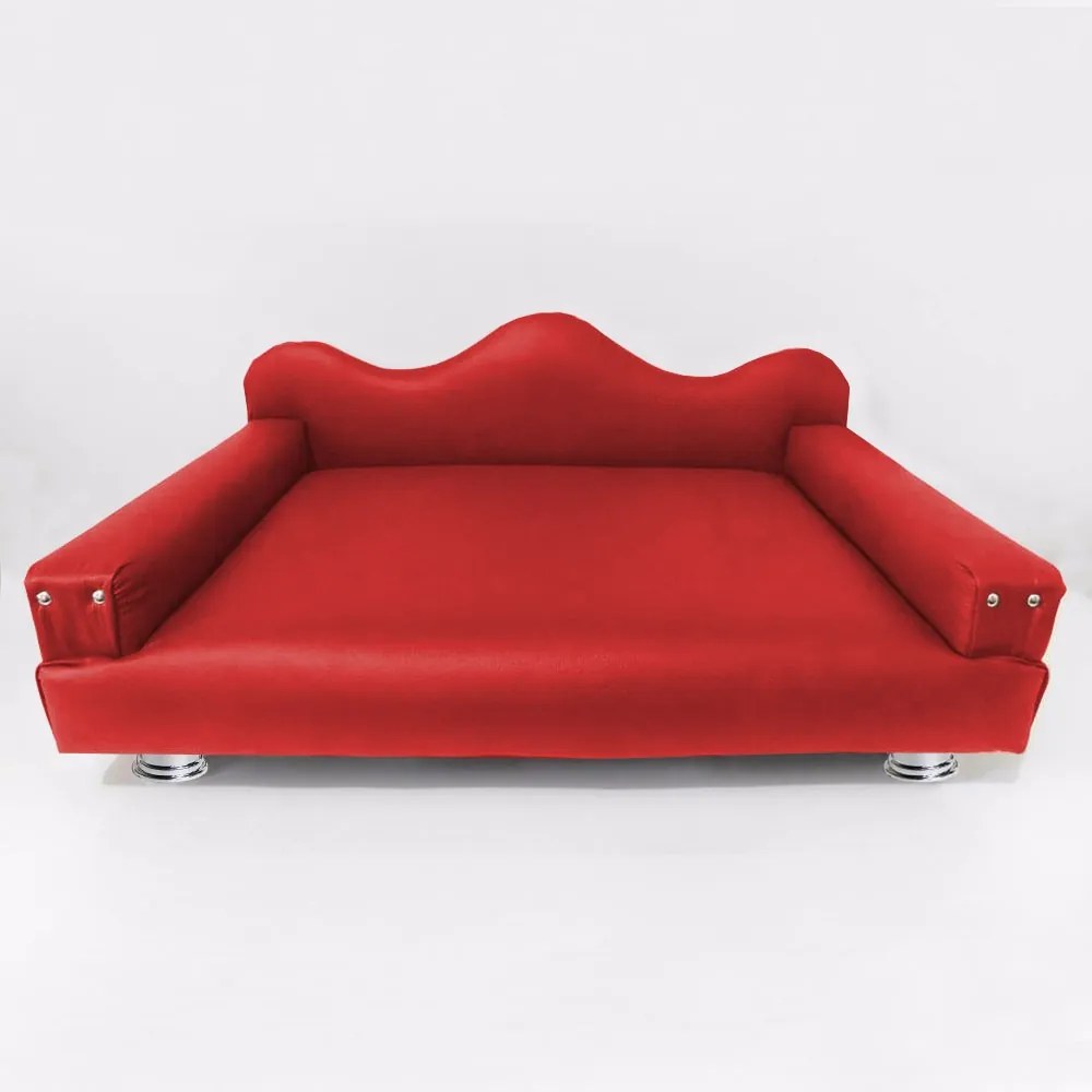 Cama Sofá Pet Meg Para Cães E Gatos Elegante e confortável Courino Vermelho