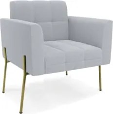 Poltrona Para Sala Pé Metal Dourado Kit 2 Ana Bouclé Cinza - Ibiza