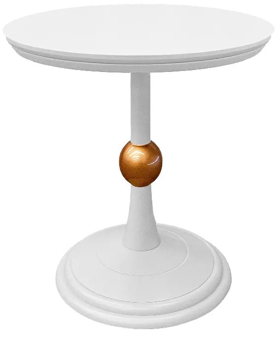 Mesa Lateral Diamante P - Branco c/ Detalhes Dourado Soleil