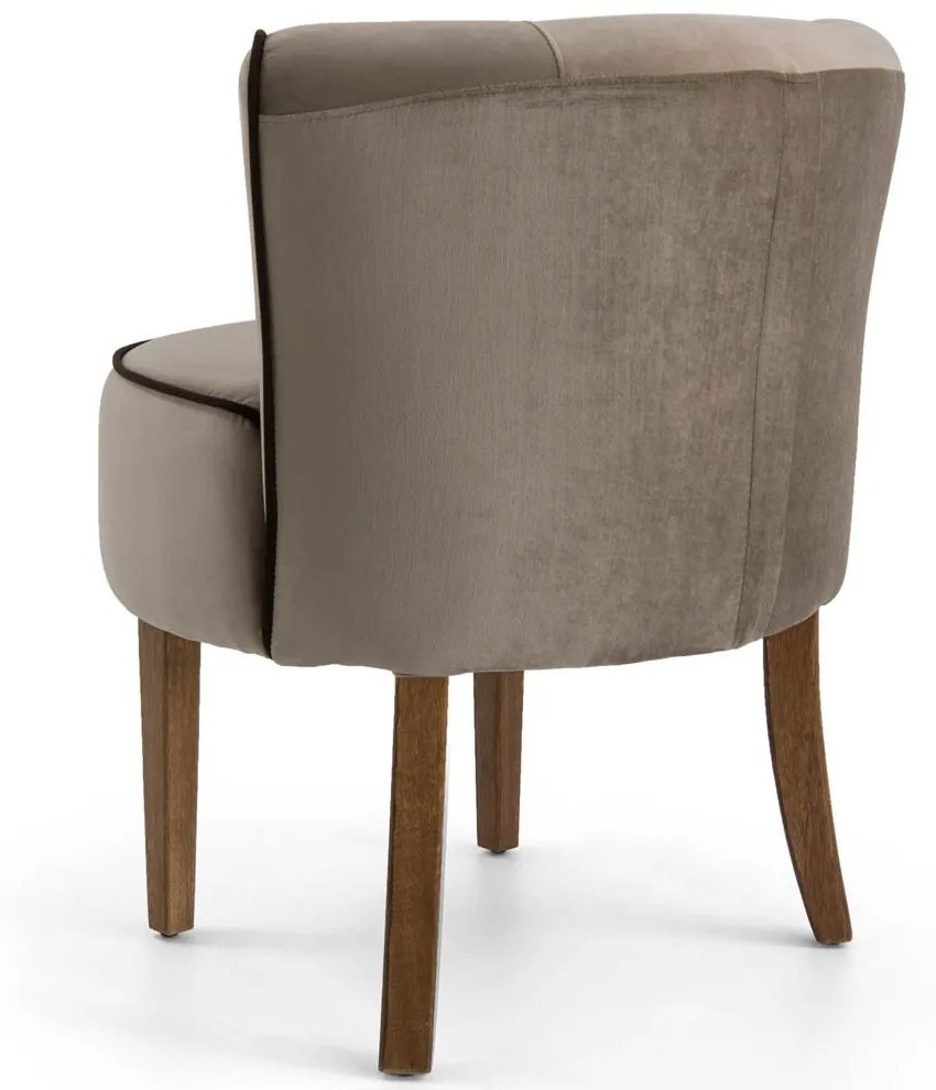 Kit 02 Poltronas Decorativas Sala de Estar Base de Madeira Ayla Veludo Marrom Claro G15 - Gran Belo