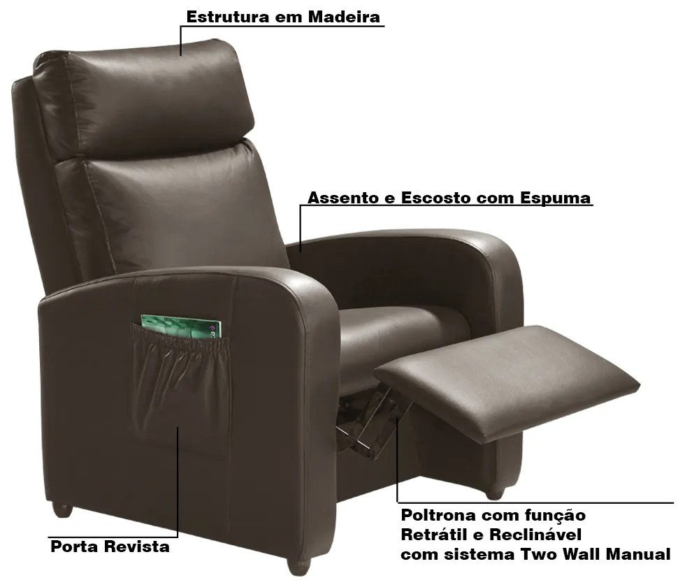 Poltrona do Papai Decorativa Giorno PU Sintético Marrom G37 - Gran Belo