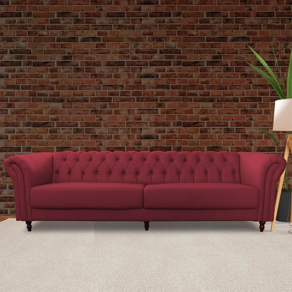 Sofá 4 Lugares Maggiore 260cm Couro Vermelho G58 - Gran Belo