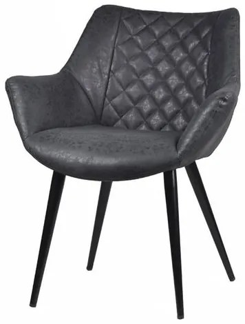 Cadeira Cinara Corino Preto Base Preta - 62934 Sun House