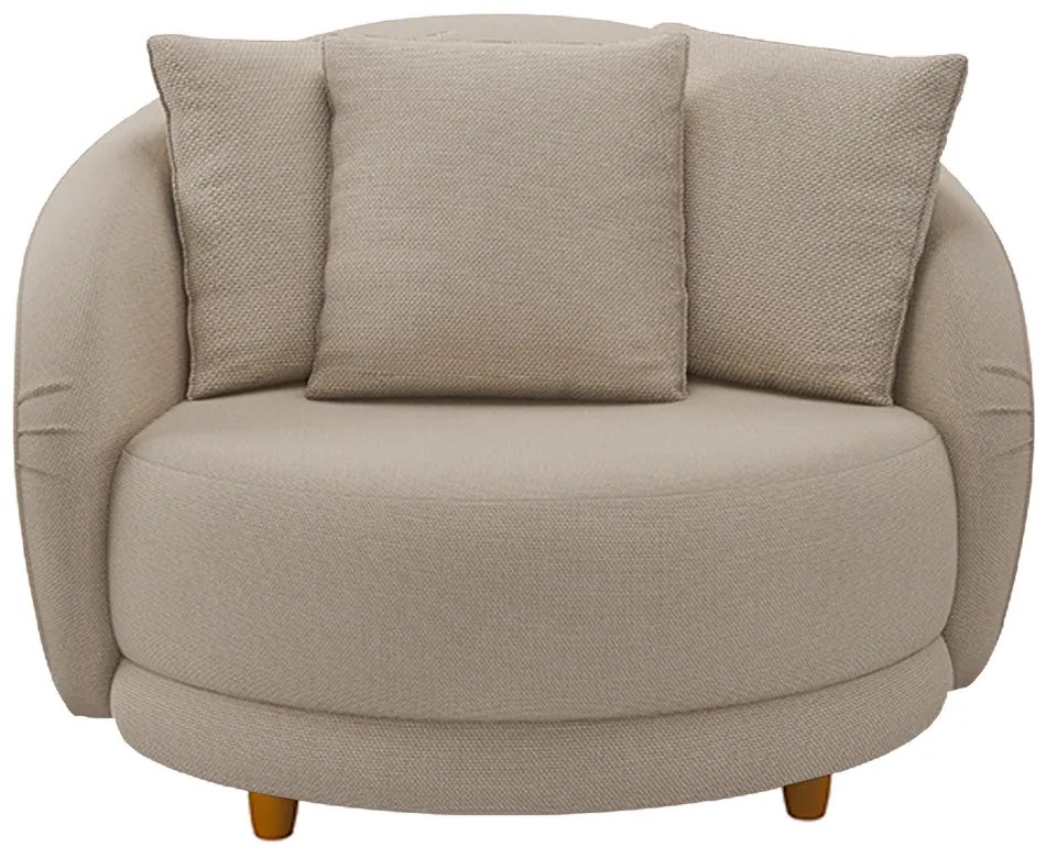 Poltrona Decorativa Base Fixa Galáxia com Almofadas Linho Off White G45 - Gran Belo