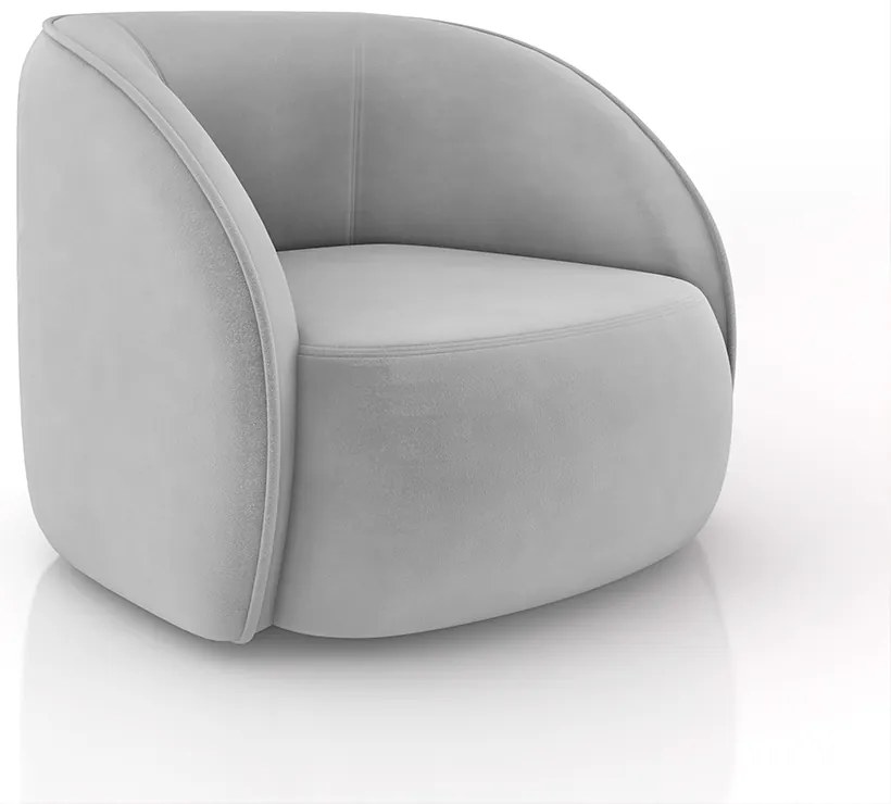 Poltrona Decorativa Sala de Estar Clarke Veludo Cinza G45 - Gran Belo