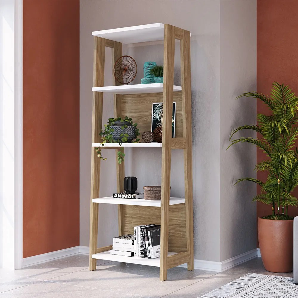 Estante Trend com 05 Prateleiras Hanover e Off White - D'Rossi