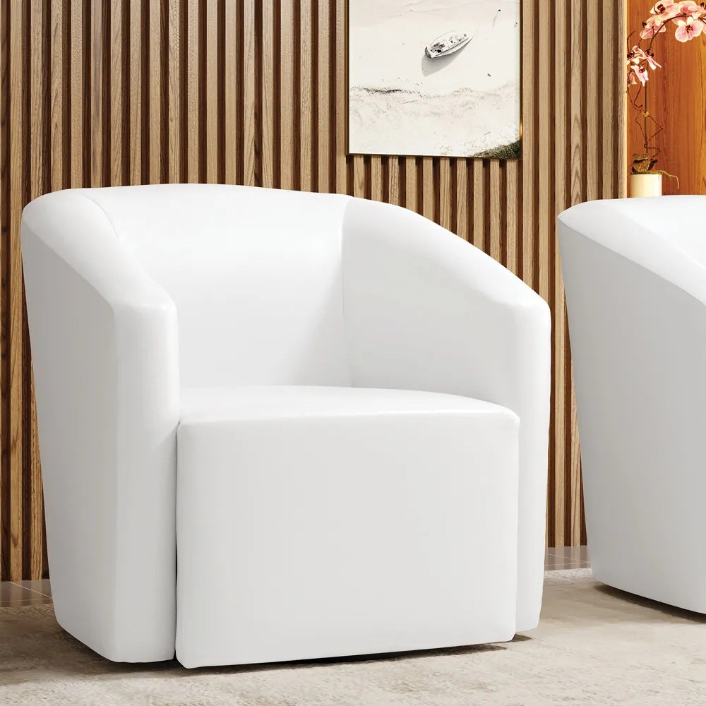 Poltrona Decorativa Base Giratória Stella Max Sintético PU D03 - D'Rossi - Branco