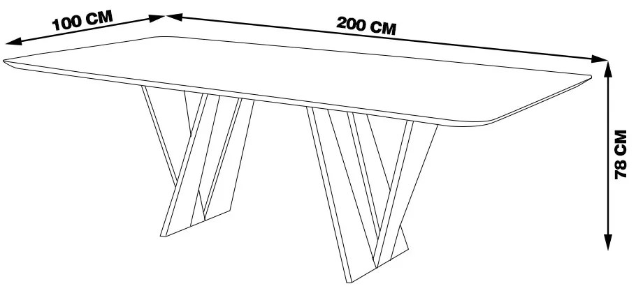 Mesa Sala de Jantar 6 Lugares 200cm Tampo com Vidro Shuri Preto/Ébano G13 - Gran Belo