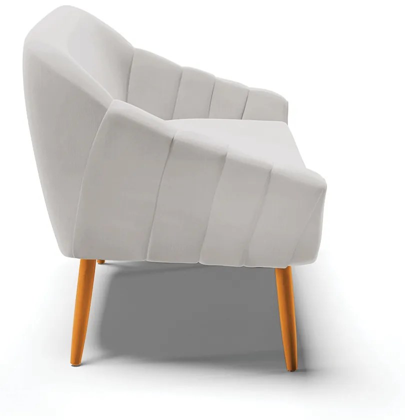 Namoradeira 02 Lugares Giovana Veludo Pés Palito Castanho - Indo Decorar - Cinza