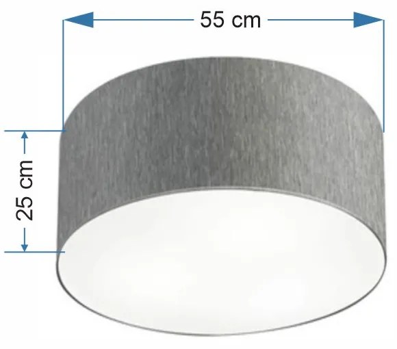 Plafon Cilíndrico Md-3058 Cúpula em Tecido 55x25cm Rústico Cinza - Bivolt