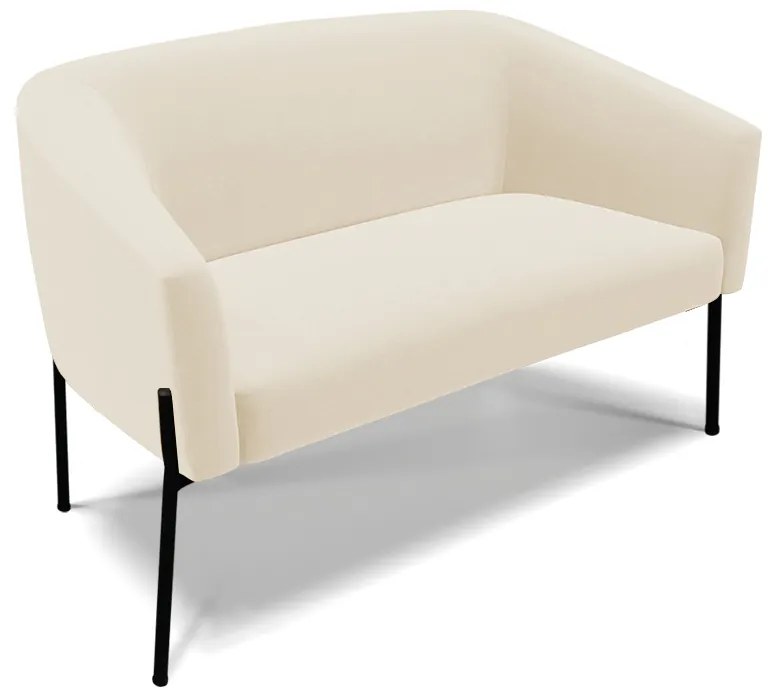 Namoradeira e 2 Poltronas Pé de Ferro Preto Stella  Linho Bege D03 - D'Rossi