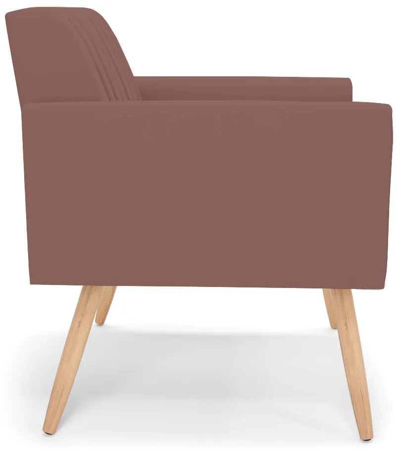 Kit 2 Poltronas Viena Gomada Veludo Pés Palito Natural D03 - D'Rossi - Rose