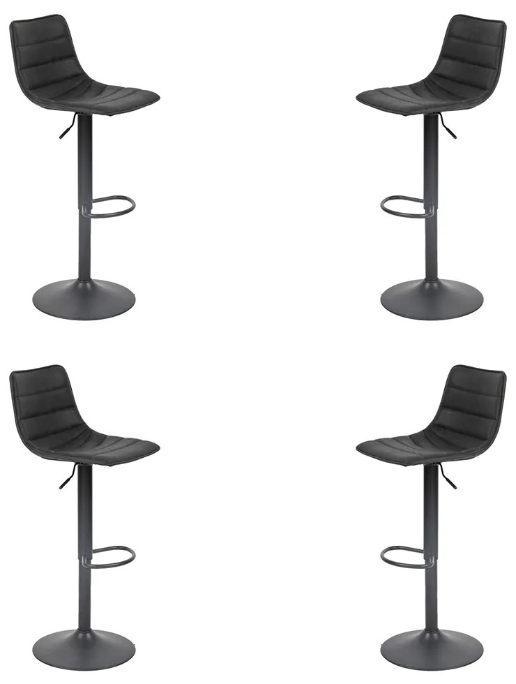 Kit 4 Banquetas Decorativas Travis PU com Regulagem de Altura Base Disco c/Apoio Para os Pés Preto G56 - Gran Belo