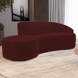 Sofá Living  3 Lugares 260cm Braço Direito Mozart D06 Veludo Vermelho
