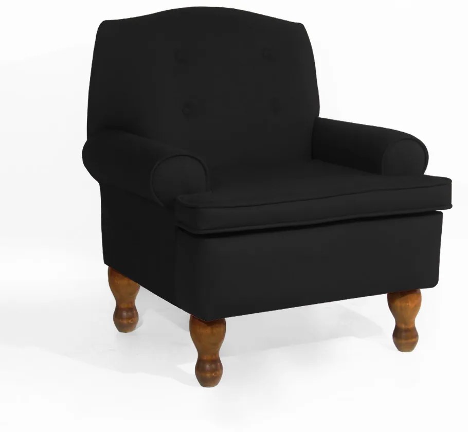 Poltrona da Vovó Lucy Decorativa Luxo Suede Preto