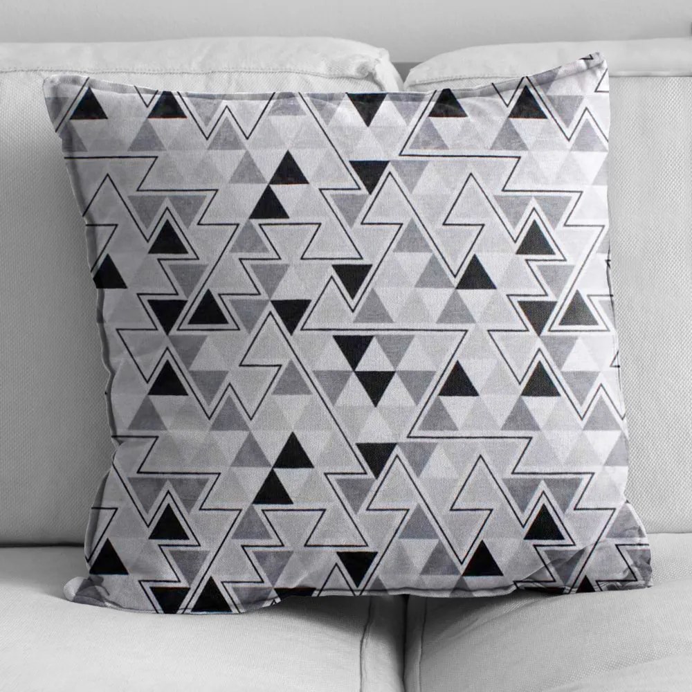 Capa para Almofada Tecido Estampado Triângulo Preto e Branco D96 42x42 cm - D'Rossi