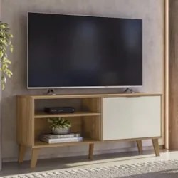 Rack Bancada Para TV 50 Pol 120cm Roby Nature/Off Z49 - Mpozenato