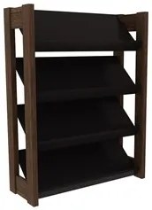 Armário Multiuso Sapateira AZ1025 Preto/Nogal - Tecno Mobili