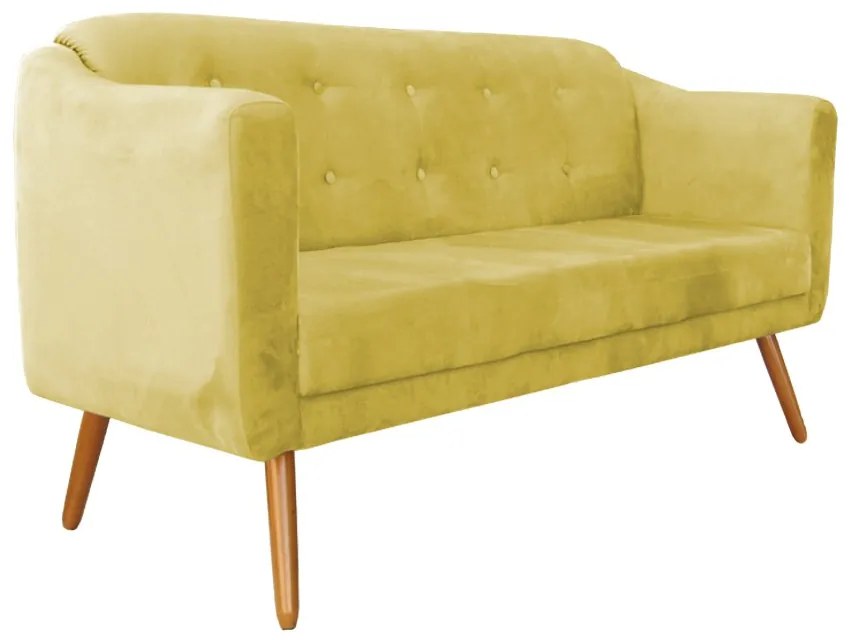 Namoradeira Bruna 1,60 m 3 Lugares Pés Palito Suede Amarelo