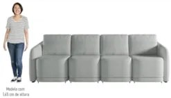 Sofá Cama Casal para Sala 396cm Polska Z08 Boucle Cinza Claro - Mpozen