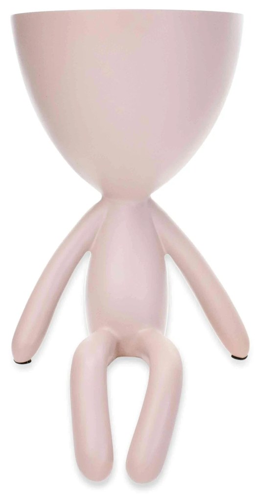 Vaso Decorativo Bob Robert Plant Sentando Em Poliresina Rosa 18x10x10 Cm - D'Rossi