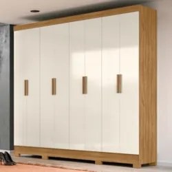 Guarda Roupa Casal 8 Portas 4 Gavetas 236cm Ágata Z17 Freijó/Off White